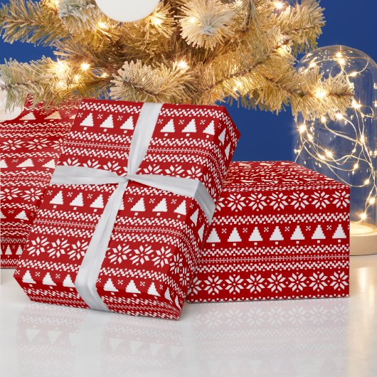Ugly Sweater Weihnachtsbäume & Schneeflocken Geschenkpapier (Feiertage)