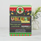 Ugly Sweater Weihnachtsfeier Einladung (Stehend Vorderseite)