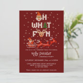 Ugly Sweater Weihnachtsfeier R Oh, was Spaß Einladung (Stehend Vorderseite)