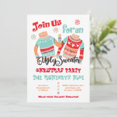 Ugly Sweater Weihnachtsfeiertag Einladung (Stehend Vorderseite)