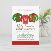 Ugly Sweater Weihnachtsfeiertage Einladung (Stehend Vorderseite)