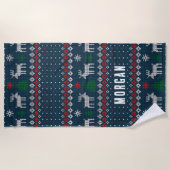 Ugly Sweater Weihnachtsgeflecht Muster Custom Strandtuch (Vorderseite)
