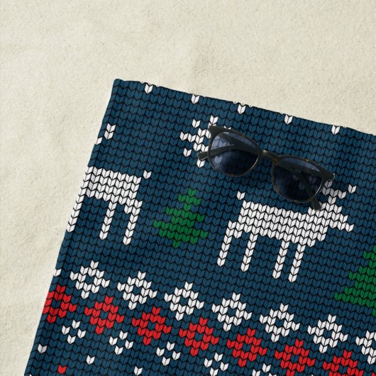 Ugly Sweater Weihnachtsgeflecht Muster Custom Strandtuch (Beispiel)