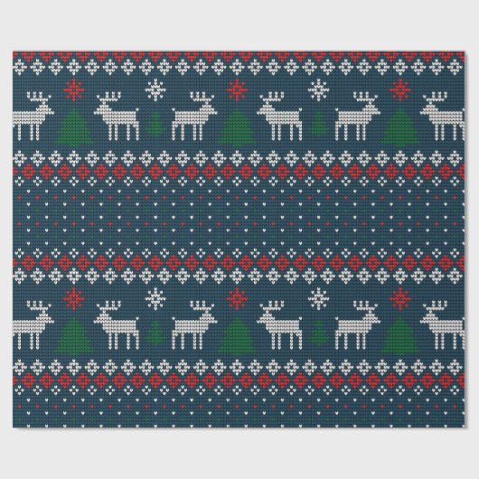 Ugly Sweater Weihnachtskitt Muster Geschenkpapier (Flach)