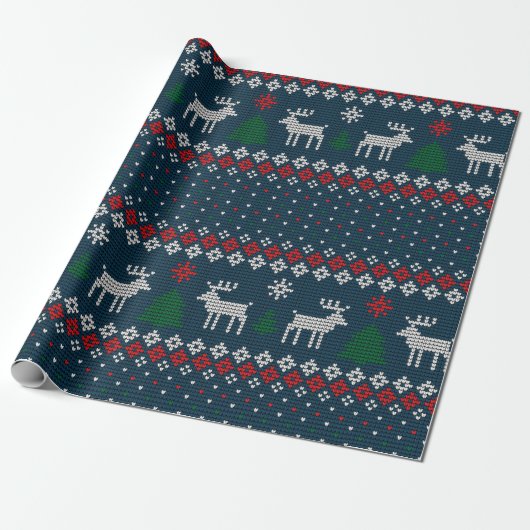 Ugly Sweater Weihnachtskitt Muster Geschenkpapier (Ungerollt)