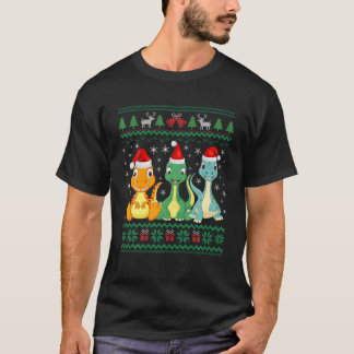 Ugly Sweater Weihnachtsmannmütze Weihnachten Dinos T-Shirt
