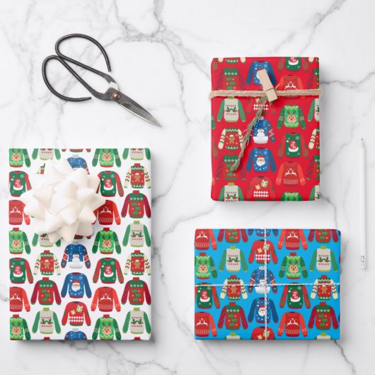 Ugly Sweater Wrapping Paper Flat Sheet Set 3 Geschenkpapier Set (Vorderseite)