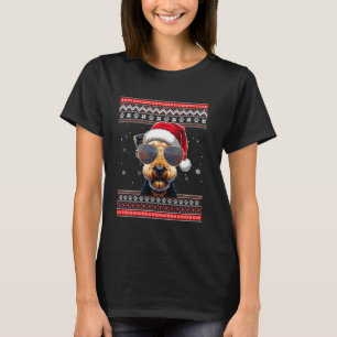 Ugly Sweater X-mas Santa Airedale Terrier Dog Chri T-Shirt