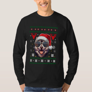 Ugly Sweater X-mas Santa Siberian Husky Hund Chris T-Shirt