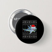 Ugly Sweater Xmas Lights Santa Hammerhead Shark Ch Button (Vorne & Hinten)