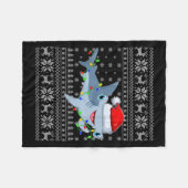 Ugly Sweater Xmas Lights Santa Hammerhead Shark Ch Fleecedecke (Vorderseite (Horizontal))
