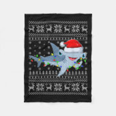 Ugly Sweater Xmas Lights Santa Hammerhead Shark Ch Fleecedecke (Vorderseite)