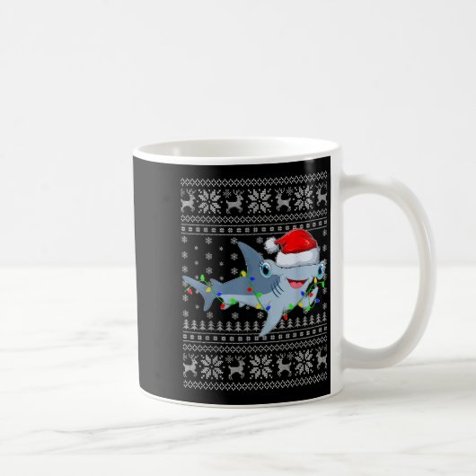 Ugly Sweater Xmas Lights Santa Hammerhead Shark Ch Kaffeetasse (Rechts)