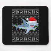 Ugly Sweater Xmas Lights Santa Hammerhead Shark Ch Mousepad (Vorne)