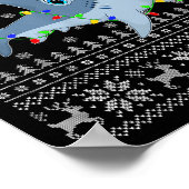 Ugly Sweater Xmas Lights Santa Hammerhead Shark Ch Poster (Ecke)