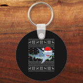 Ugly Sweater Xmas Lights Santa Hammerhead Shark Ch Schlüsselanhänger (Vorderseite)