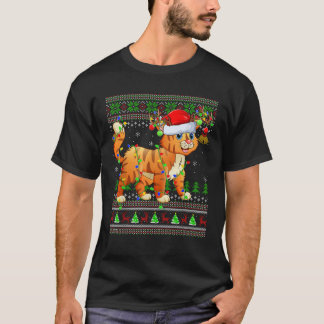 Ugly Sweater Xmas Lights Weihnachtsmannmütze Bobca T-Shirt