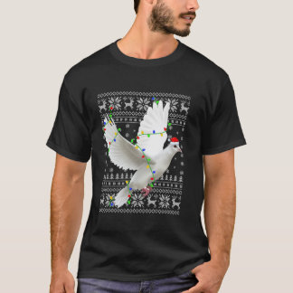 Ugly Sweater Xmas Lights Weihnachtsmannmütze Dove  T-Shirt