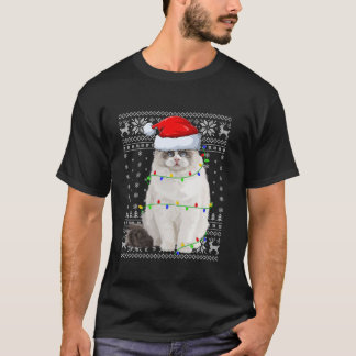 Ugly Sweater Xmas Lights Weihnachtsmannmütze Ragdo T-Shirt