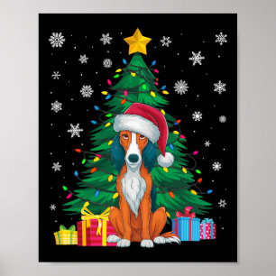 Ugly Sweater Xmas Tree Light American Foxhound Hun Poster