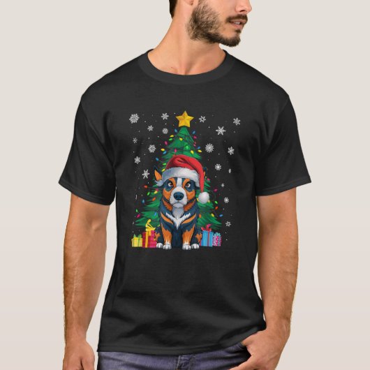 Ugly Sweater Xmas Tree Light Australian Cattle Dog T-Shirt (Vorderseite)
