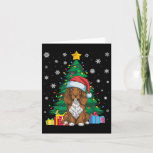 Ugly Sweater Xmas Tree Lights Field Spaniel Dog Sa Karte