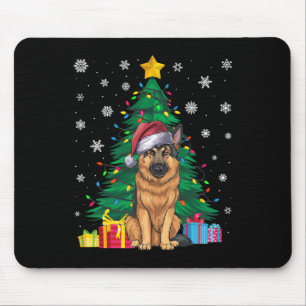 Ugly Sweater Xmas Tree Lights German Shepherd Dog Mousepad