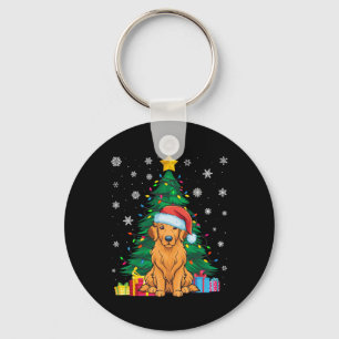 Ugly Sweater Xmas Tree Lights Golden Retriever Dog Schlüsselanhänger