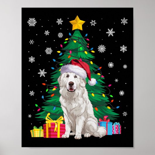 Ugly Sweater Xmas Tree Lights Great Pyrenäen Hund Poster (Vorne)