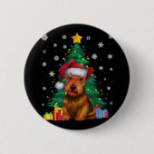 Ugly Sweater Xmas Tree Lights Scottish Terrier Dog Button (Vorderseite)