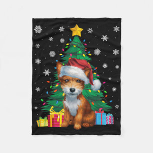 Ugly Sweater Xmas Tree Lights Toy Fox Terrier Dog Fleecedecke