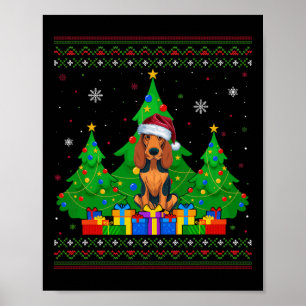 Ugly Sweater Xmas Tree Santa American English Coon Poster