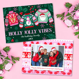 Ugly Sweaters mit Santa, Rentier & Snowmen Foto Feiertagskarte