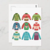 Ugly Sweaters, Weihnachten, Urlaub Postkarte (Vorne/Hinten)
