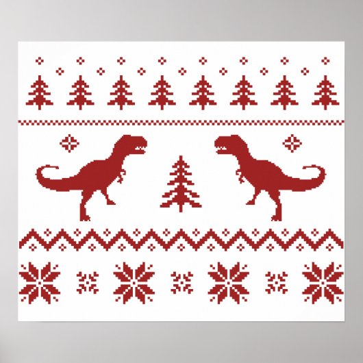 Ugly T-Rex Dinosaur Christmas Sweater Poster (Vorne)