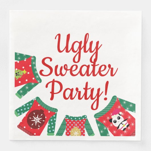 Ugly Tacky Sweater Christmas Kawaii Party Napkins Serviette (Vorderseite)