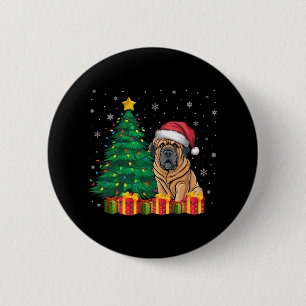 Ugly Tibetan Mastiff Weihnachtsmannmütze Weihnacht Button