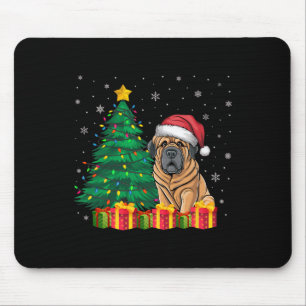Ugly Tibetan Mastiff Weihnachtsmannmütze Weihnacht Mousepad