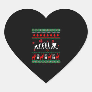 Ugly Weihnachten Sweater Hockey Weihnachtsgeschenk Herz-Aufkleber