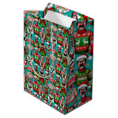 "Ugly" Weihnachtssüßer mit humorvollen Mustern Mittlere Geschenktüte (Rückseite Schrägansicht)
