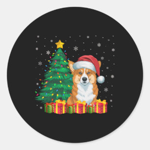 Ugly Welsh Corgi Weihnachtsmannmütze Christmas Lig Runder Aufkleber