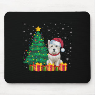 Ugly Westie Weihnachtsmannmütze Weihnachtsleuchten Mousepad