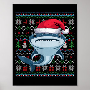 Ugly Whale Shark Lovers Xmas Sweater Santa Christm Poster