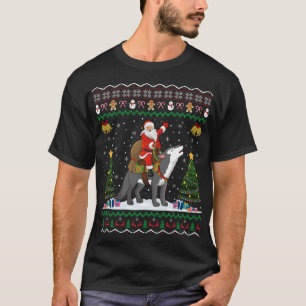 Ugly Wolf Xmas Geschenk Santa Riding Wolf Weihnach T-Shirt