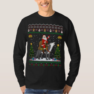 Ugly Wolf Xmas Geschenk Santa Riding Wolf Weihnach T-Shirt
