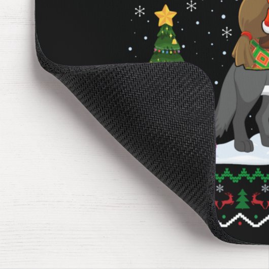 Ugly Wolf Xmas Gift Santa Riding Wolf Christmas T Mousepad (Ecke)