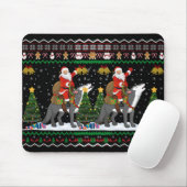 Ugly Wolf Xmas Gift Santa Riding Wolf Christmas T Mousepad (Mit Mouse)