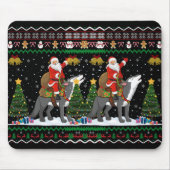Ugly Wolf Xmas Gift Santa Riding Wolf Christmas T  Mousepad (Vorne)