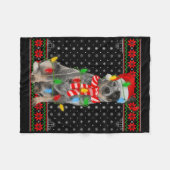 Ugly Xmas Dog Lights Santa Hat Blue Heeler Dog Chr Fleecedecke (Vorderseite (Horizontal))