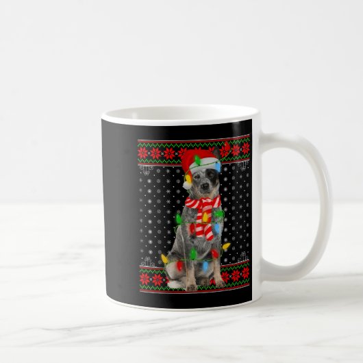 Ugly Xmas Dog Lights Santa Hat Blue Heeler Dog Chr Kaffeetasse (Rechts)